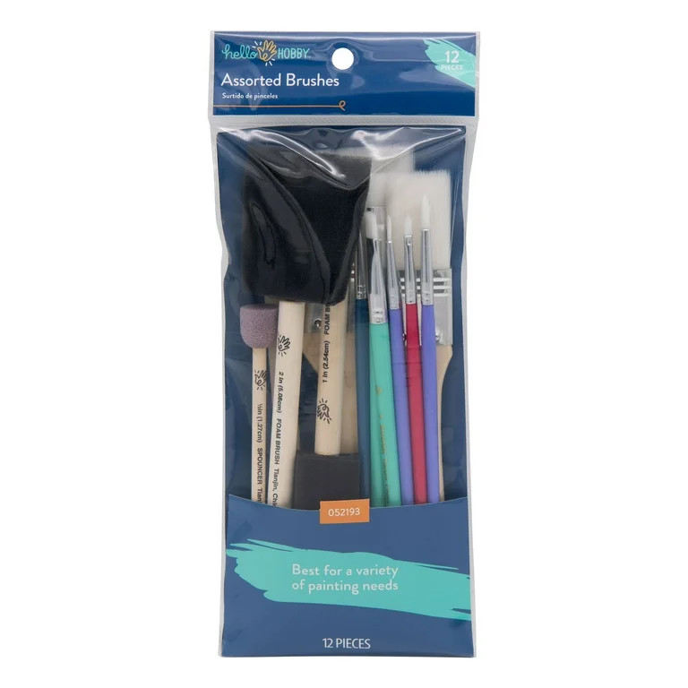 Hello Hobby Assorted Craft Brush and Foam 12pc Set, Adult, Teens | Walmart (US)