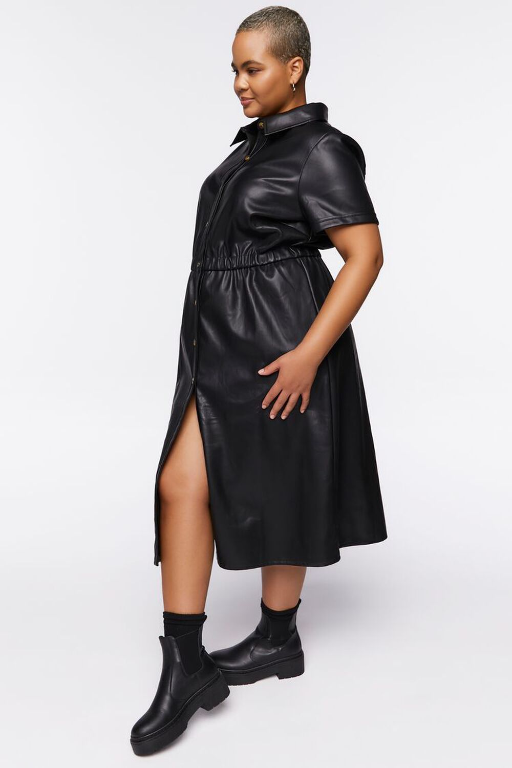 Plus Size Faux Leather Shirt Dress | Forever 21 | Forever 21 (US)