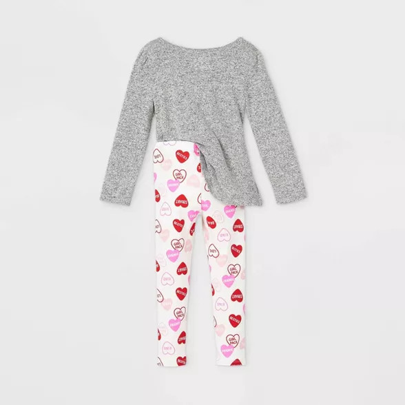 Toddler Girls' Rainbow Heart Long Sleeve Top and Leggings Set - Cat & Jack™ Gray | Target