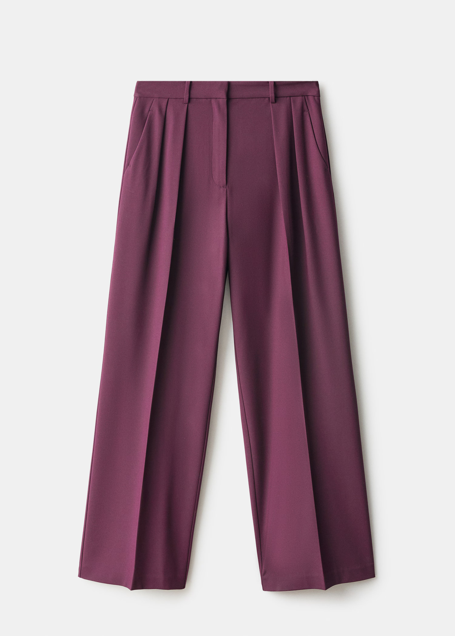 Wide-leg mid-rise pleated trousers | Mango EU