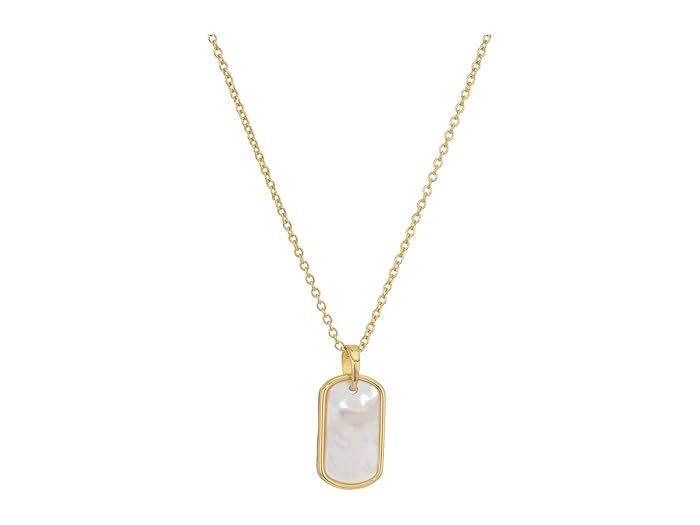 gorjana Griffin Gem Dog Tag Necklace (Gold/Mother-of-Pearl) Necklace | Zappos