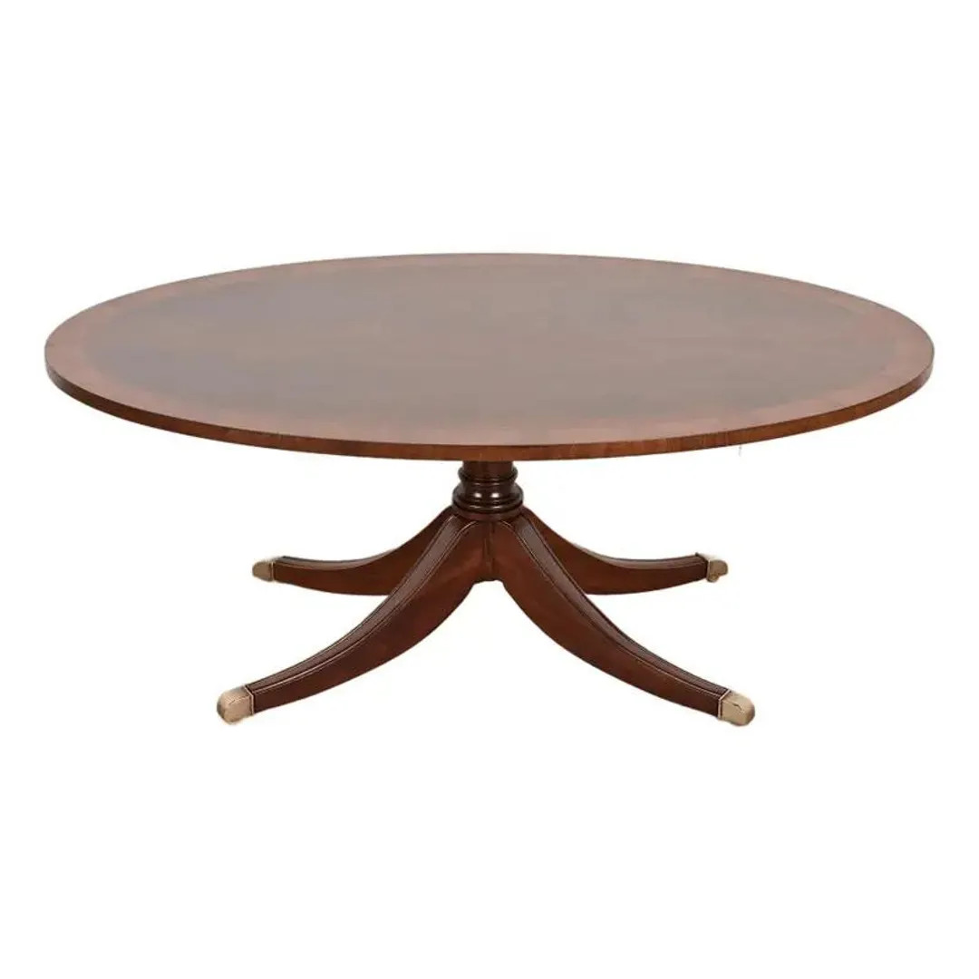 Ethan Allen Regency Banded Flame Mahogany Pedestal Coffee Table, Newly Refinished | Etsy (US)