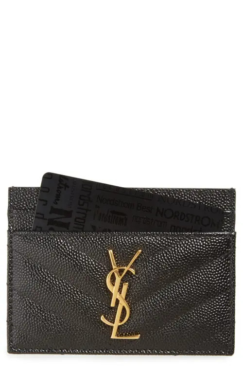 Saint Laurent Cassandre Matelassé Leather Card Case in Nero at Nordstrom | Nordstrom