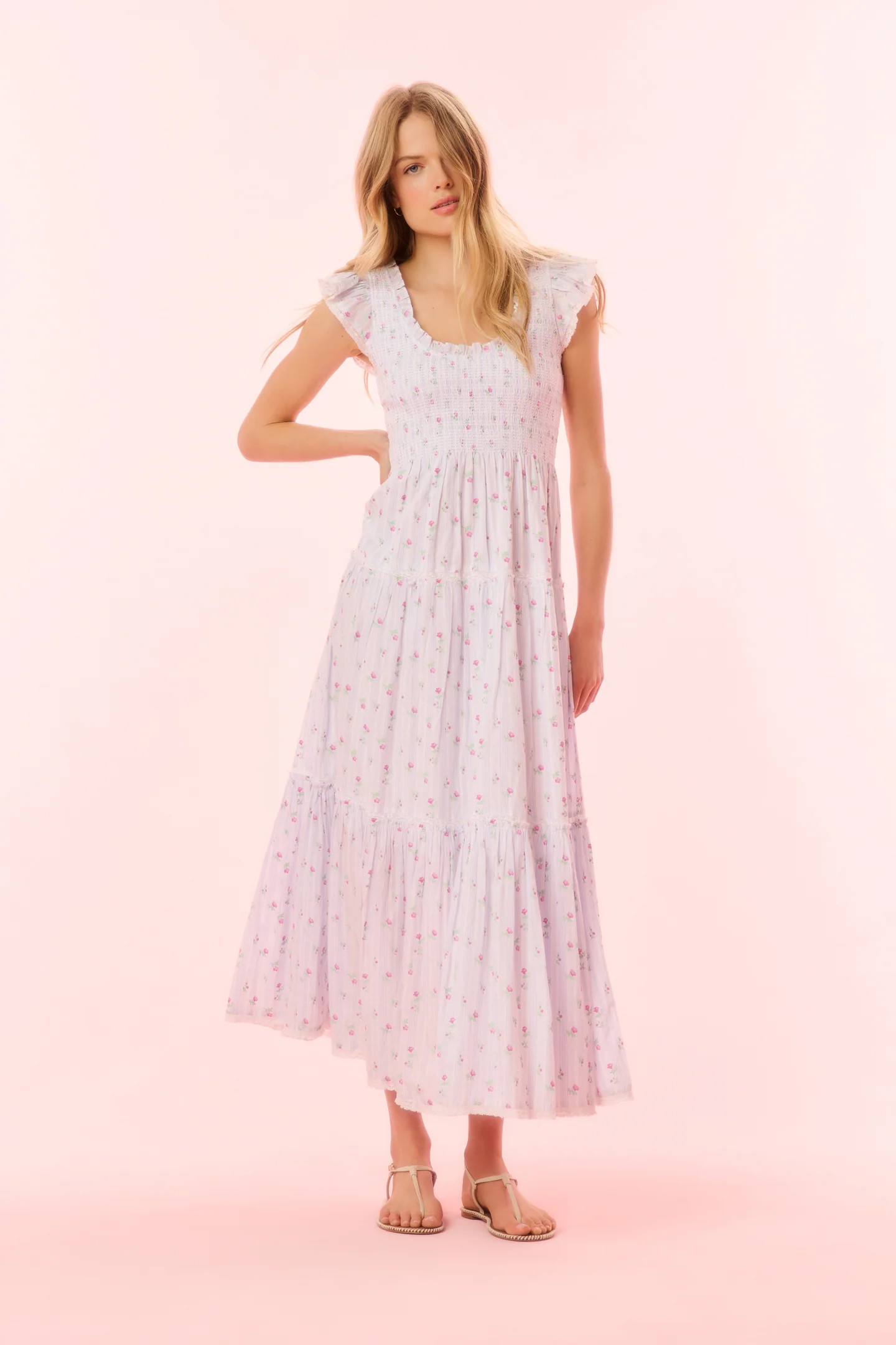 Chessie Cotton Floral Maxi Dress | LoveShackFancy