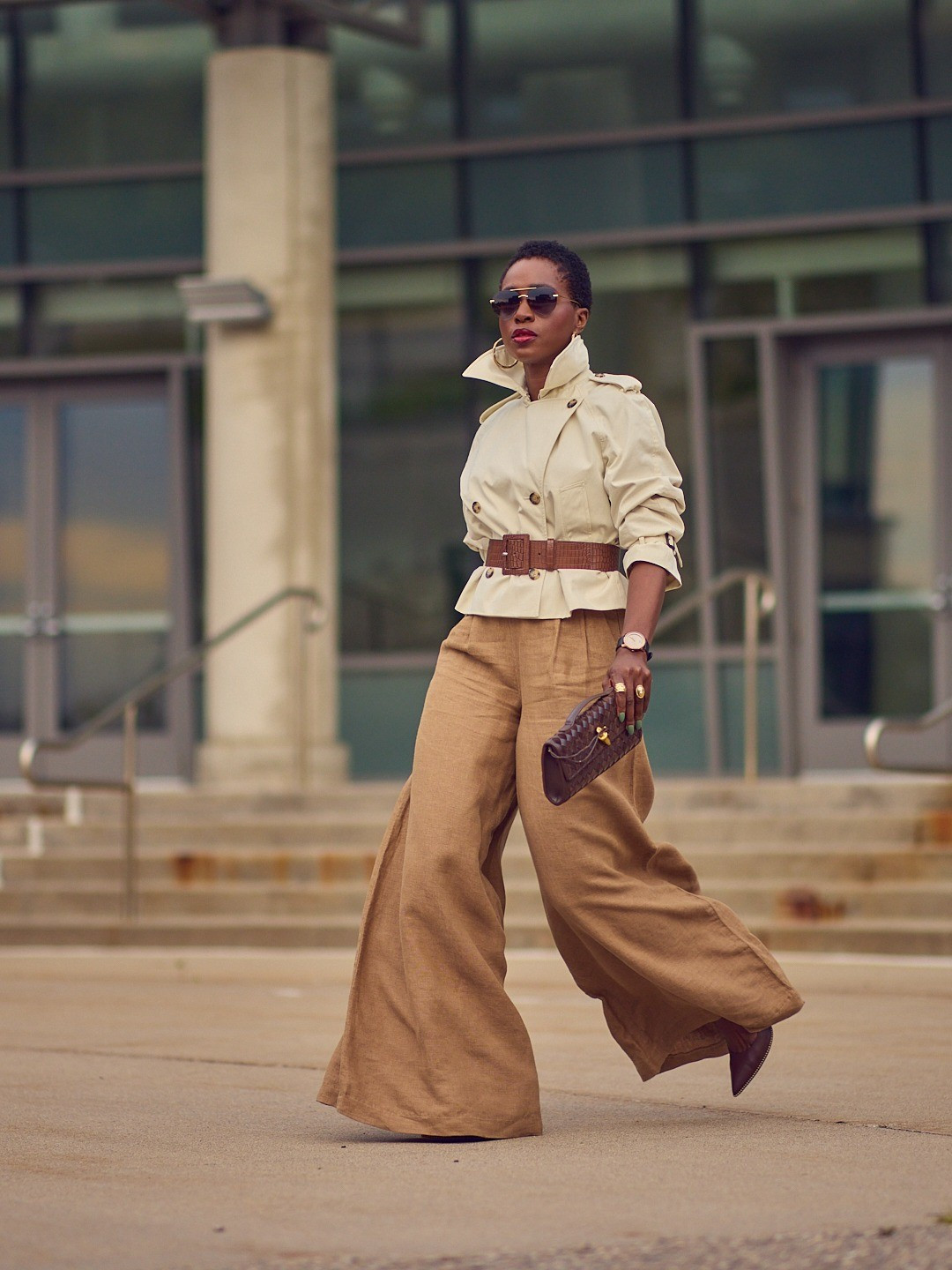 Wide-leg pants and a cropped trench make the perfect Fall transitional outfit 🍁🍂 Fall workwear, Reiss, Abercrombie, how to style a cropped trench jacket, neutral outfits, brown leather belt, brown leather pumps, brown leather bag, Coach Tabby bag, classy outfits, affordable fashion

#LTKOver40 #LTKStyleTip #LTKWorkwear