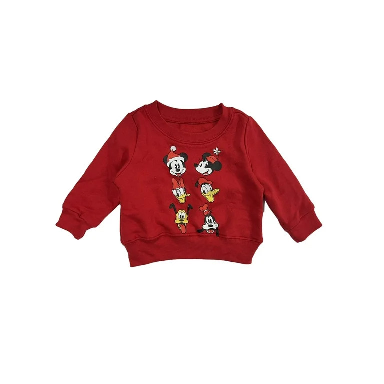 Disney Infant Boys Mickey Mouse & Friends Red Christmas Sweatshirt Top 3-6m - Walmart.com | Walmart (US)