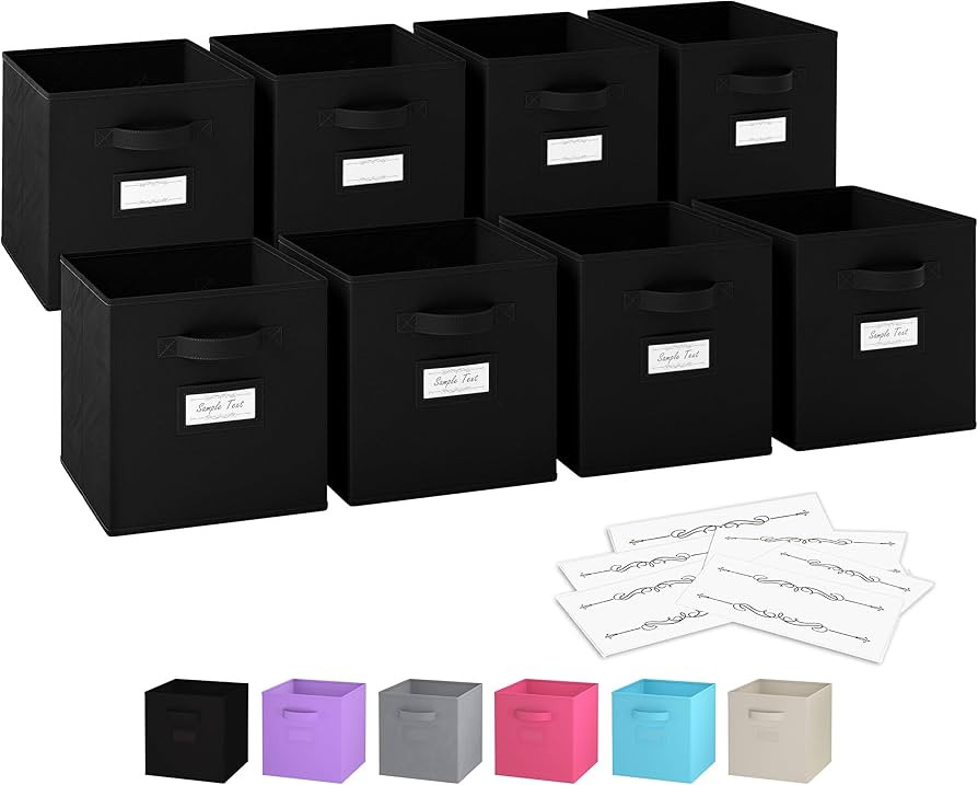 Amazon.com - 11 Inch Storage Cubes (Set Of 8) Storage Baskets | Features Dual Handles & 10 Label ... | Amazon (US)