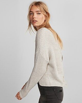 Express Womens Lace-Up Split Back Sweater Neutral XX Small | Express