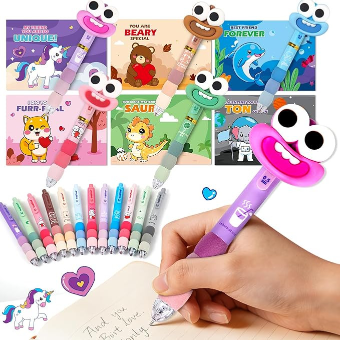 Valentines Day Cards for Kids School with 24 Pack Ballpoint Pen, Valentines Day Gifts for Kids Sc... | Amazon (US)