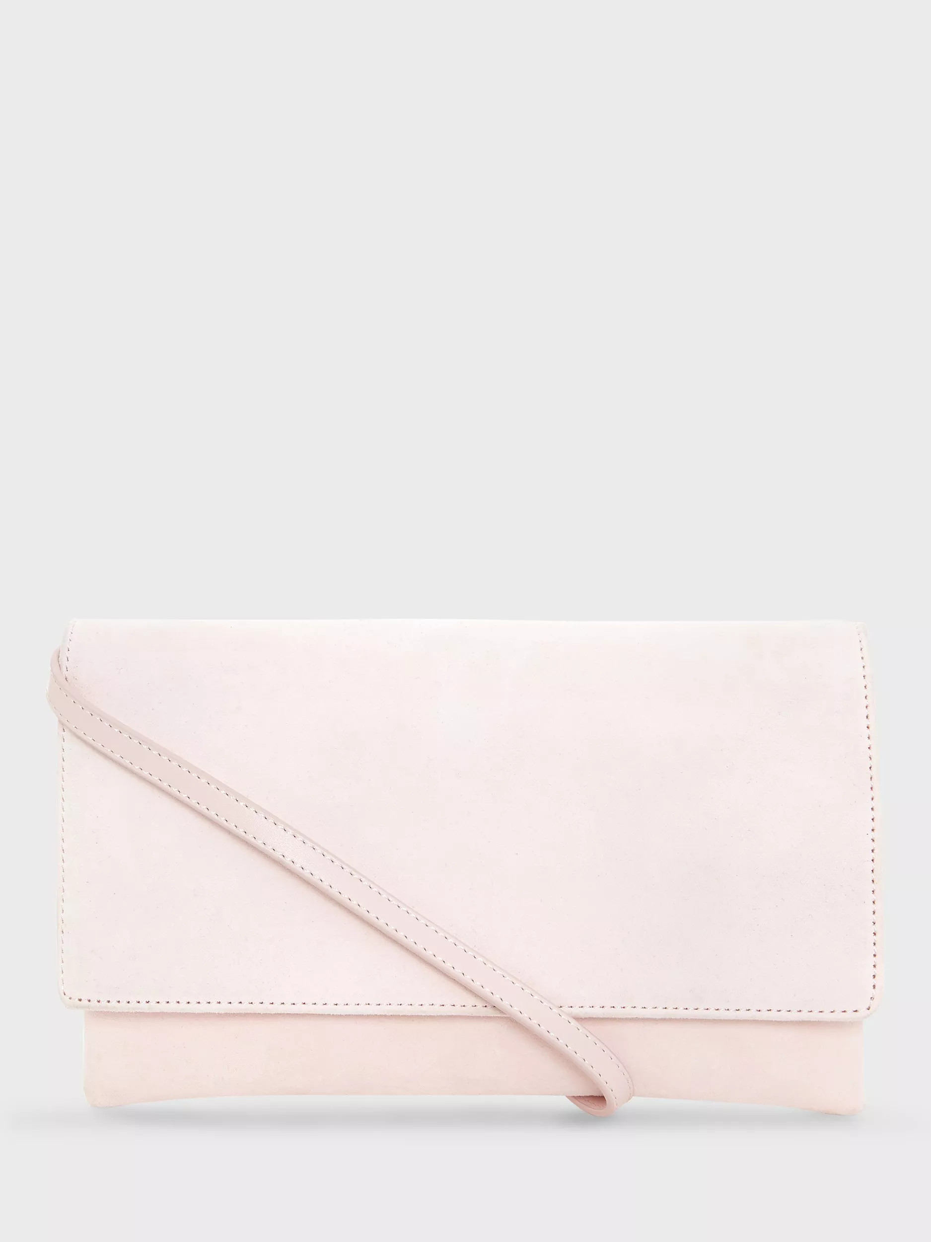 HobbsRenata Suede Clutch Bag, Pale Pink | John Lewis (UK)
