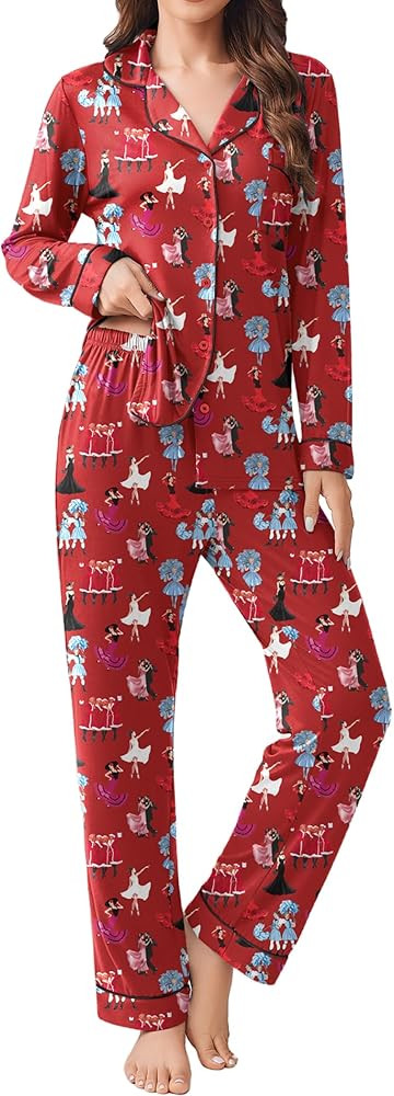 Ekouaer Womens Pajamas Set 2 Piece Button Down Pjs Soft Long Sleeve Top and Pants Sleepwear Set L... | Amazon (US)
