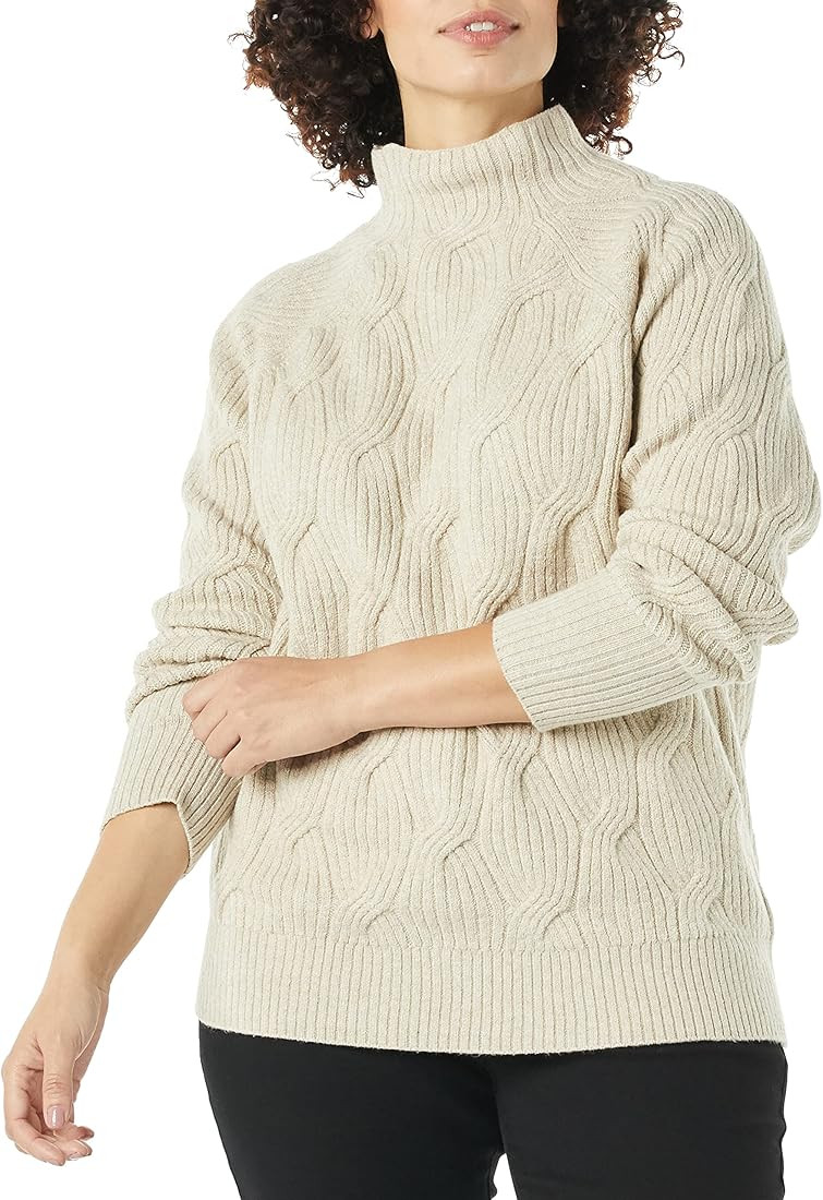 Amazon Essentials Women's Soft Touch Funnel Neck Cable Sweater | Amazon (US)