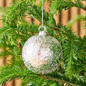 Pewter Glitter Beaded Ball Ornament | West Elm (US)