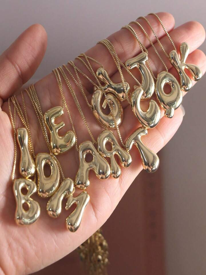 1pc Hip Hop Copper Glossy Balloon Bubble Cute  A-Z,26 English Letter Pendant Thread Needle Box Ch... | SHEIN