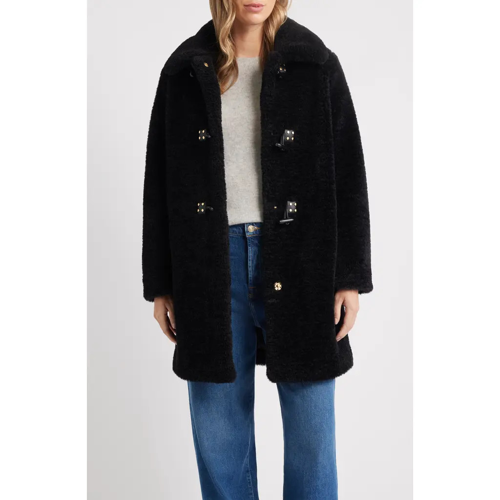 Sam Edelman Faux Fur Toggle Coat in Black at Nordstrom, Size X-Small | Nordstrom