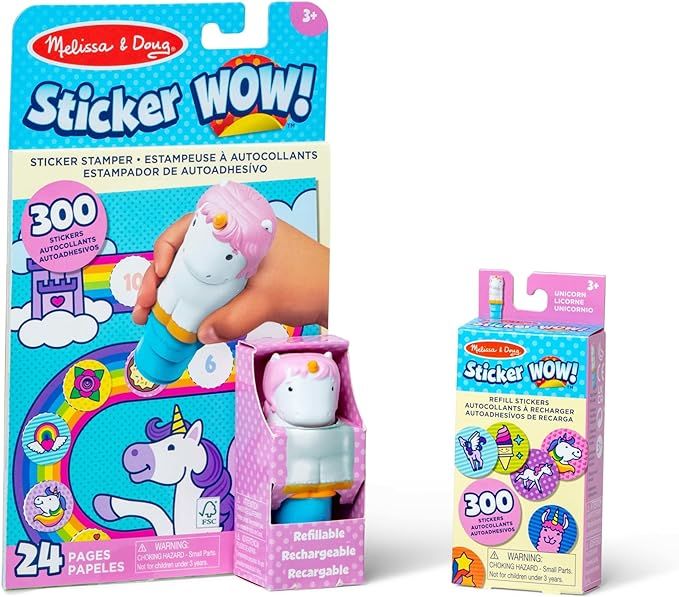 Melissa & Doug Sticker Wow!™ Unicorn Bundle: Sticker Stamper, 24-Page Activity Pad, 600 Total S... | Amazon (US)