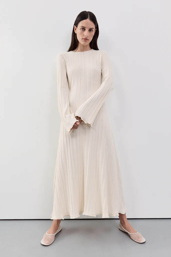 SYLVIA CREAM KNIT MIDI DRESS | DISSH