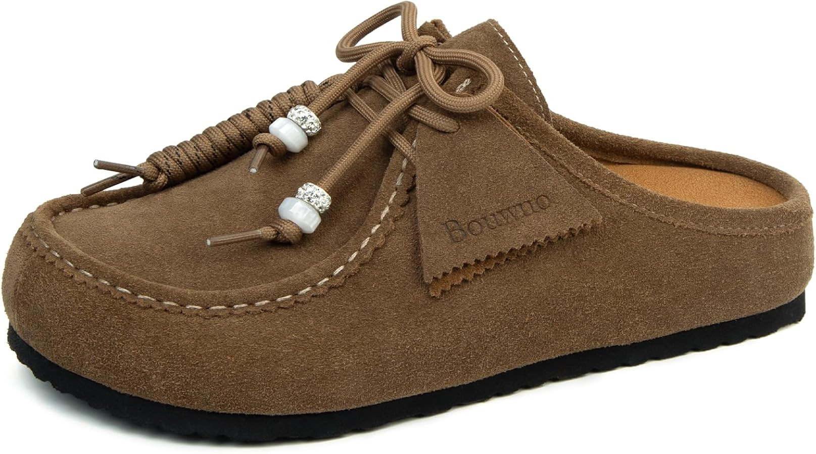 Genuine Leather Clogs for Women Beaded Suede Mules Slip-On Womens Sandals Non-Slip Outsole Casual... | Amazon (US)