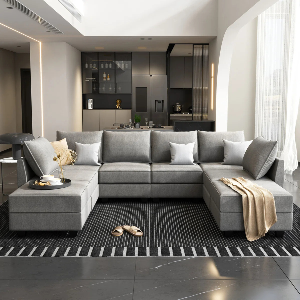 Coss U shaped Sectional Sofa Modular Sectional Couch with Storage Ottoman | Wayfair North America