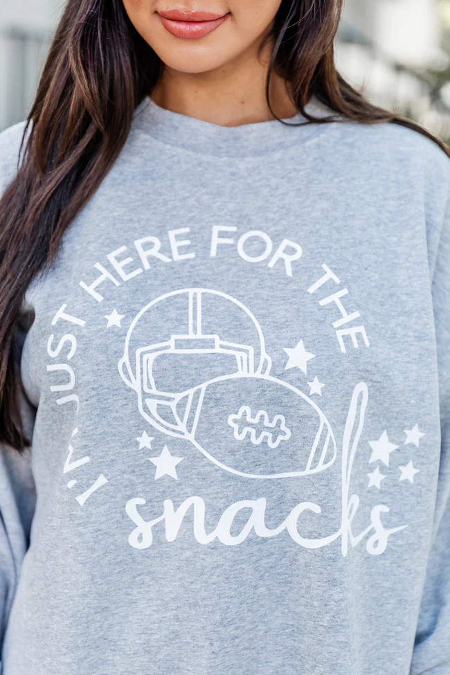 Im just here for the snacks grey oversized graphic sweatshirt | Pink Lily