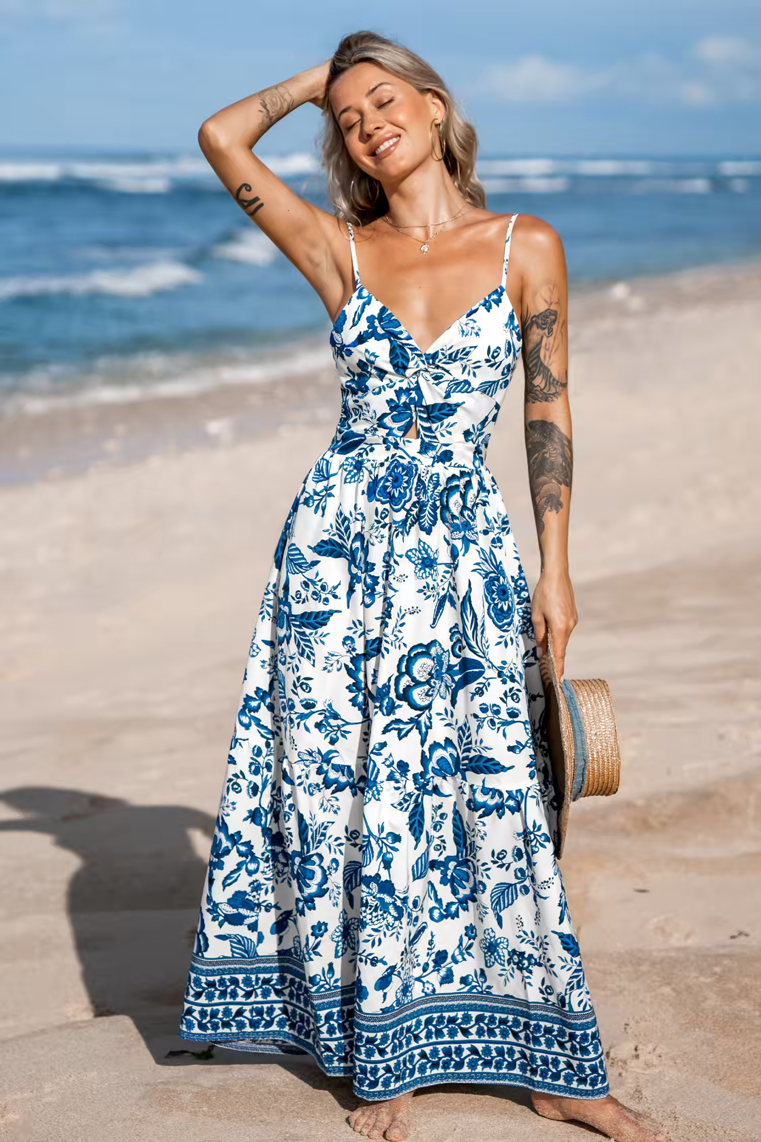 Floral Sweetheart Twist & Keyhole Maxi Dress | Cupshe US