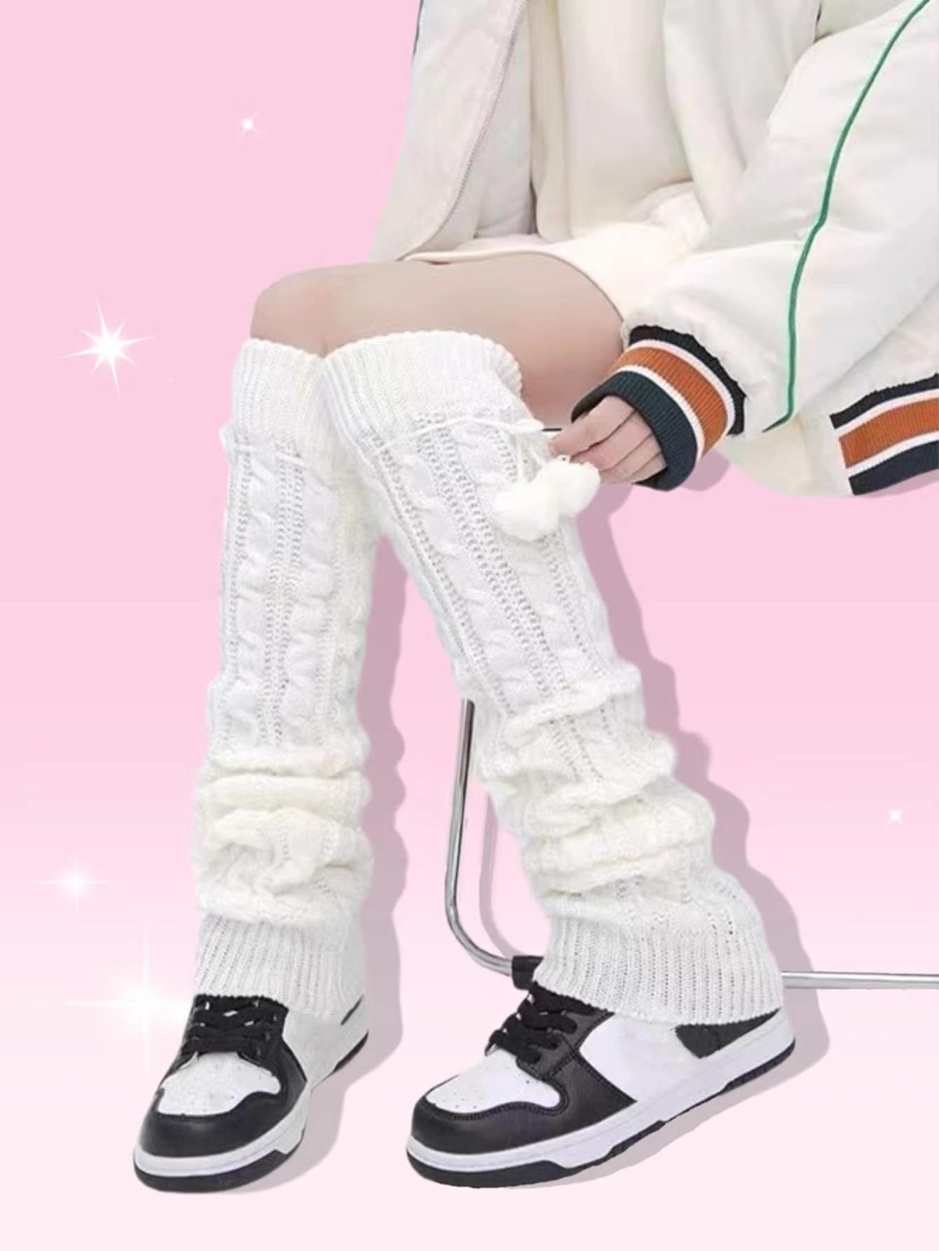 ROMWE Pom Pom Decor Leg Warmers | SHEIN