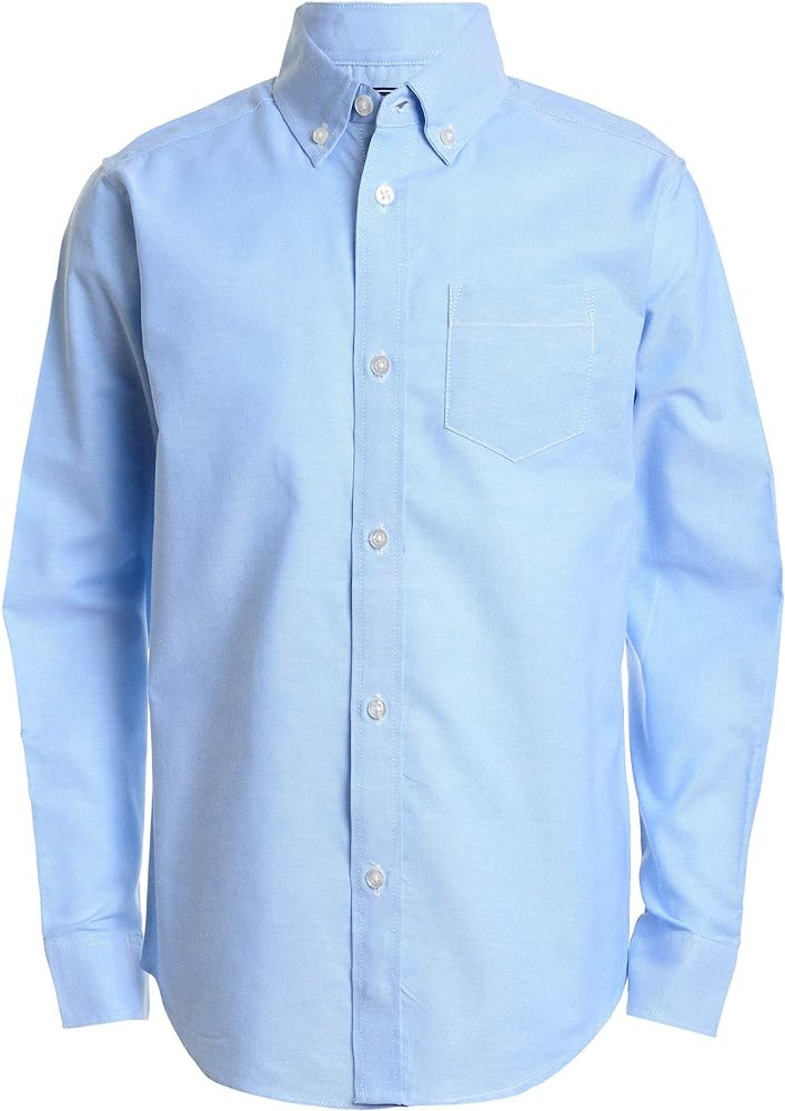 IZOD Boys' Long Sleeve Solid Button-Down Collared Oxford Shirt with Chest Pocket | Amazon (US)
