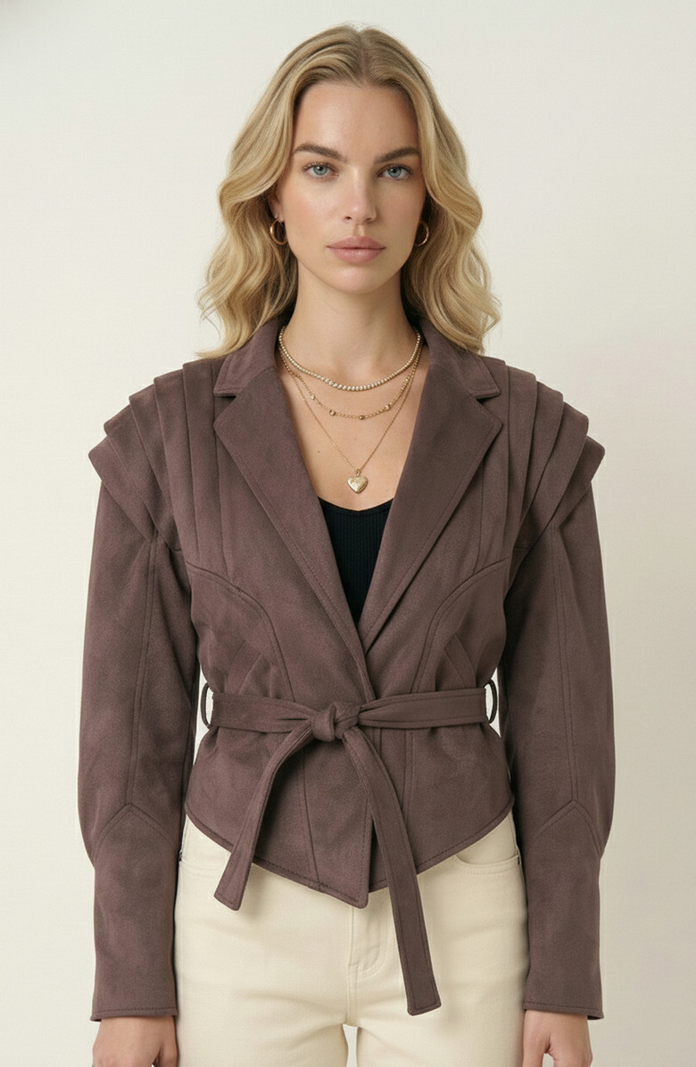 Structured Belted Pleated Shoulder Jacket | Nordstrom