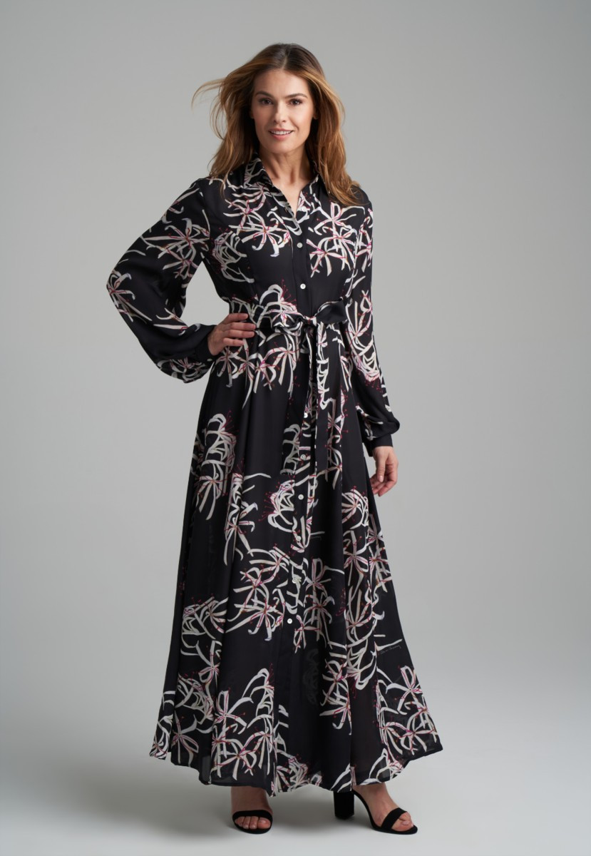 Holly Silk Shirtdress in Black Spider Lily | Ala von Auersperg