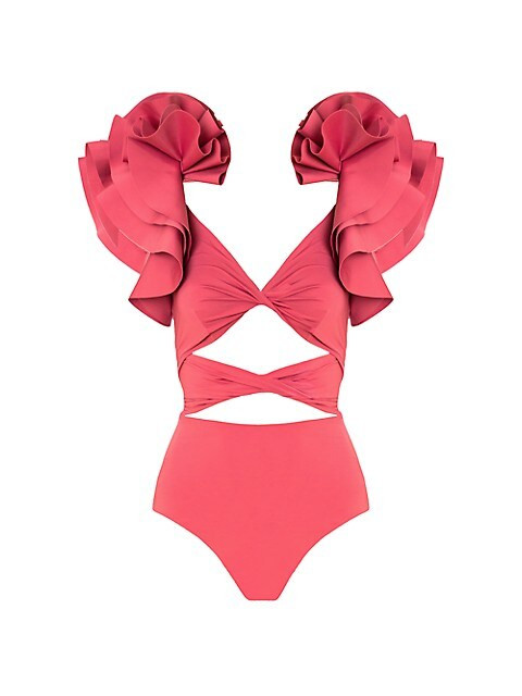 Coral One-Piece Cut-Out Swimsuit | Saks Fifth Avenue