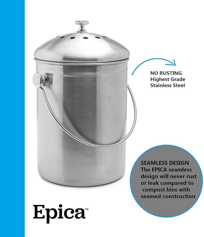 EPICA Countertop Compost Bin Kitchen | 1.3 Gallon | Odorless Composting Bin with Carbon Filters |... | Amazon (US)