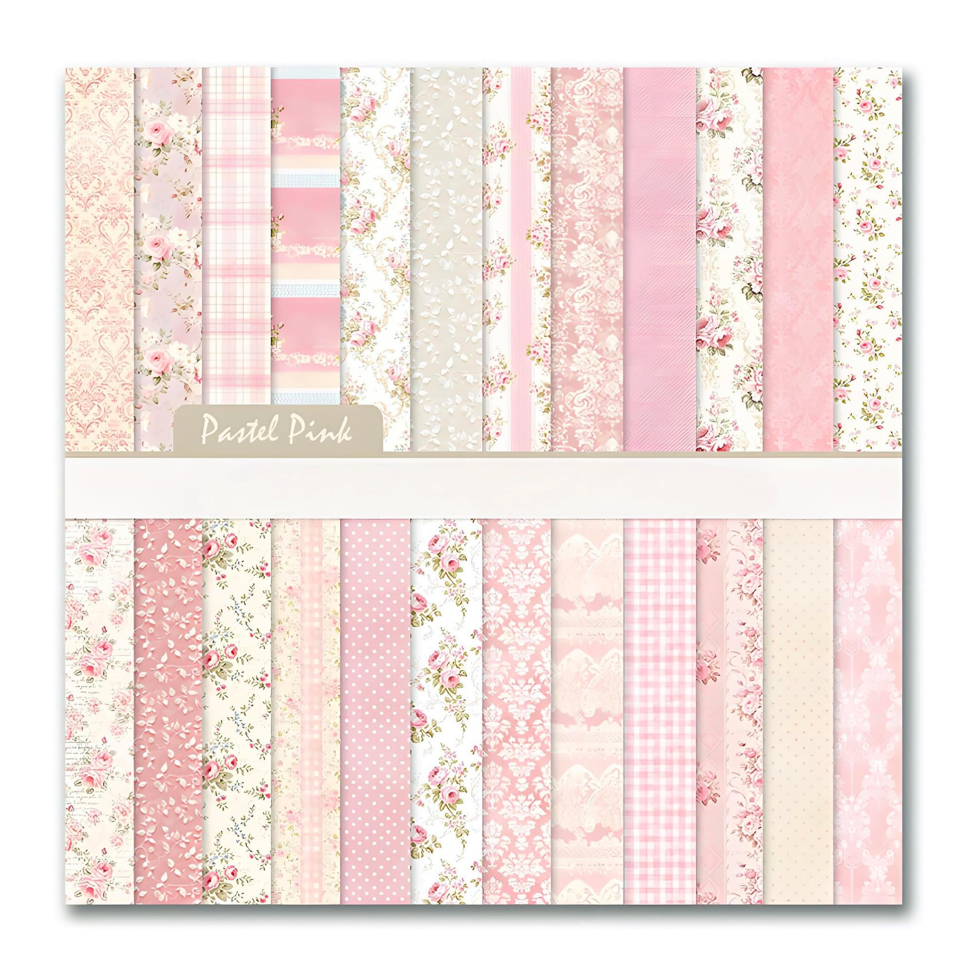 VIVIQUEN 24 Pack Pink Floral Double-Sided Paper, 12-inches Vintage Flowers Scrapbook Specialty Cr... | Amazon (US)