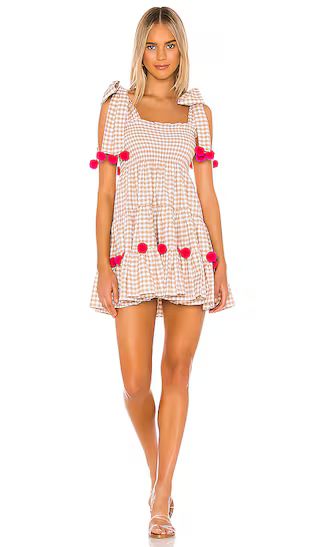 Pippa Mini Dress in Gingham Beige | Revolve Clothing (Global)