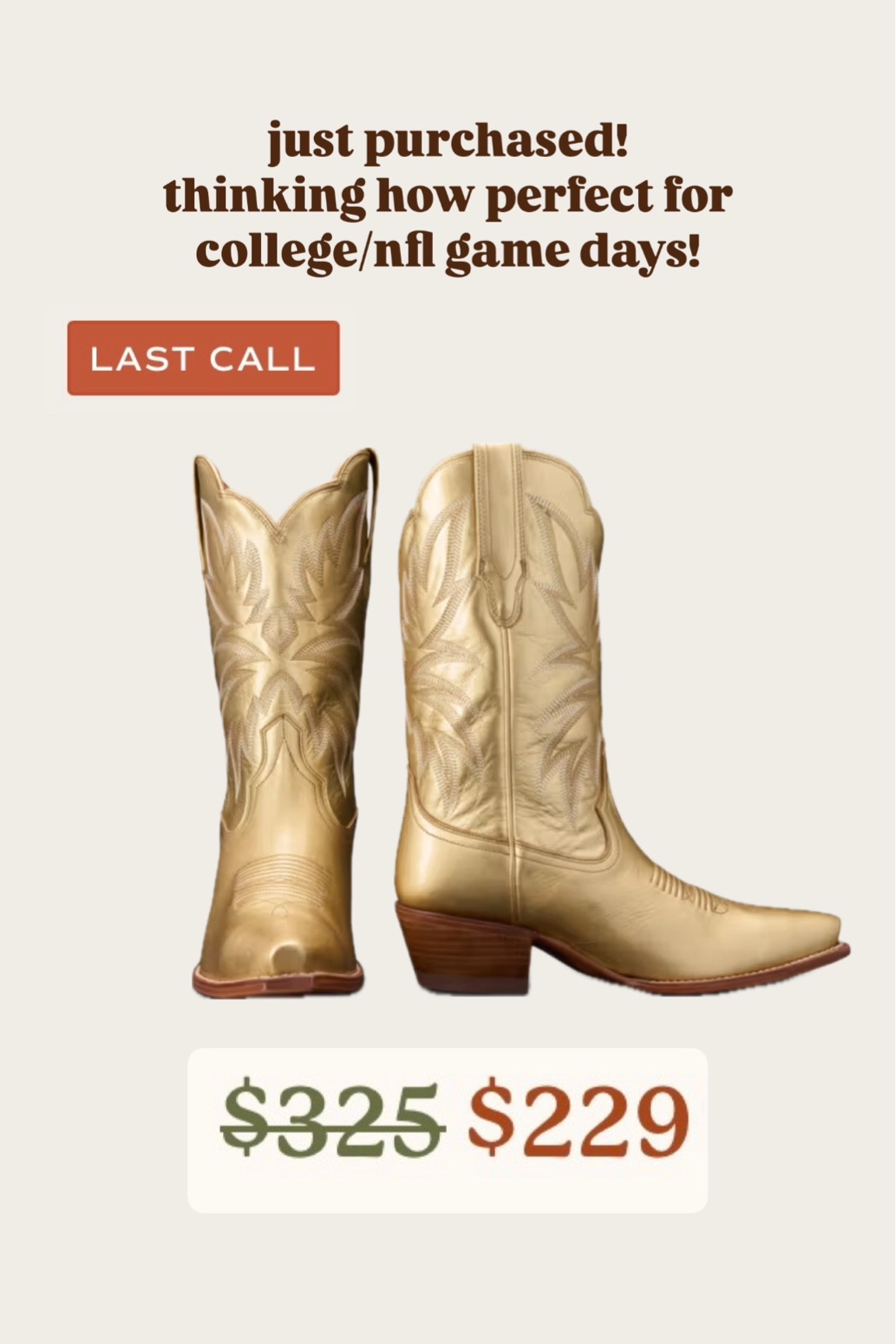 code KIRA10 for the boots :) tecovas cowboy boots on sale! i sized down half a size 

#LTKShoeCrush #LTKStyleTip #LTKSeasonal