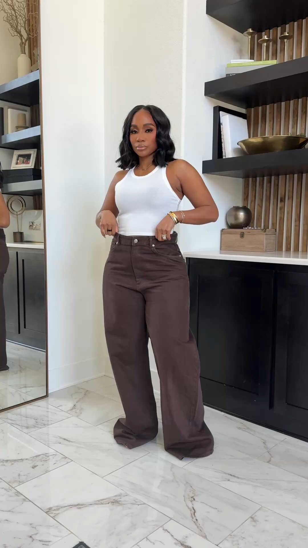 Added this brown wide leg denim to my jean collection!

#LTKootd