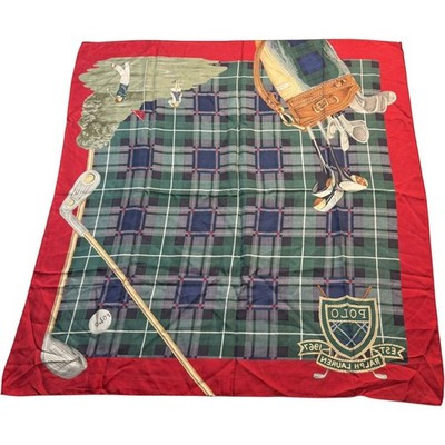 Vintage Polo Ralph Lauren Silk Scarf Golf Plaid Tartan Crest 35x35 | eBay US