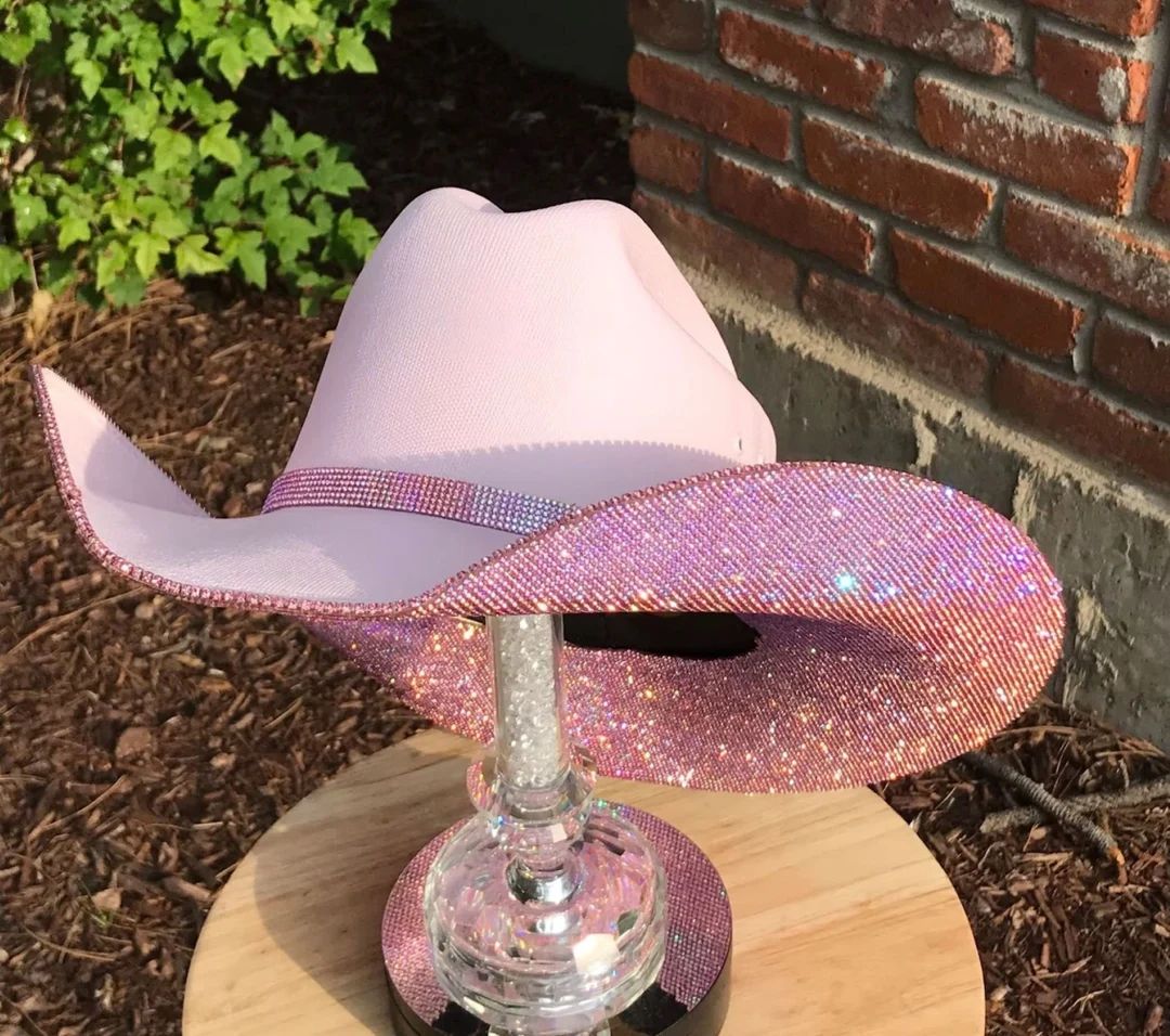 Pink Rhinestone Cowgirl Hat. Western Wedding. Country Concert. Space Costume. Bridesmaids Outfits... | Etsy (US)