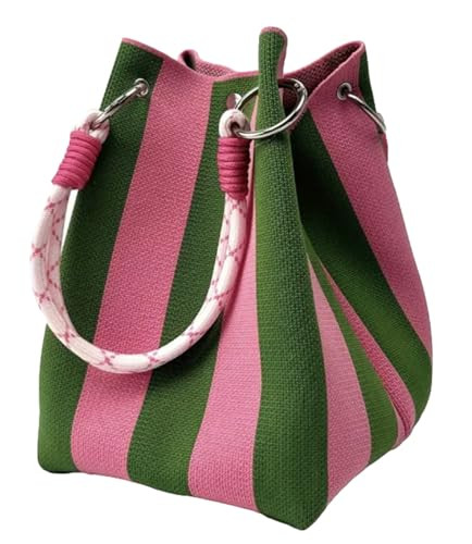 Mini Knit Tote Women Striped Crochet Bucket Handbag Small Purse Shoulder Bag Vacation Lightweight... | Amazon (US)