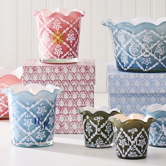 Hand Painted Block Print Candle | Mark and Graham