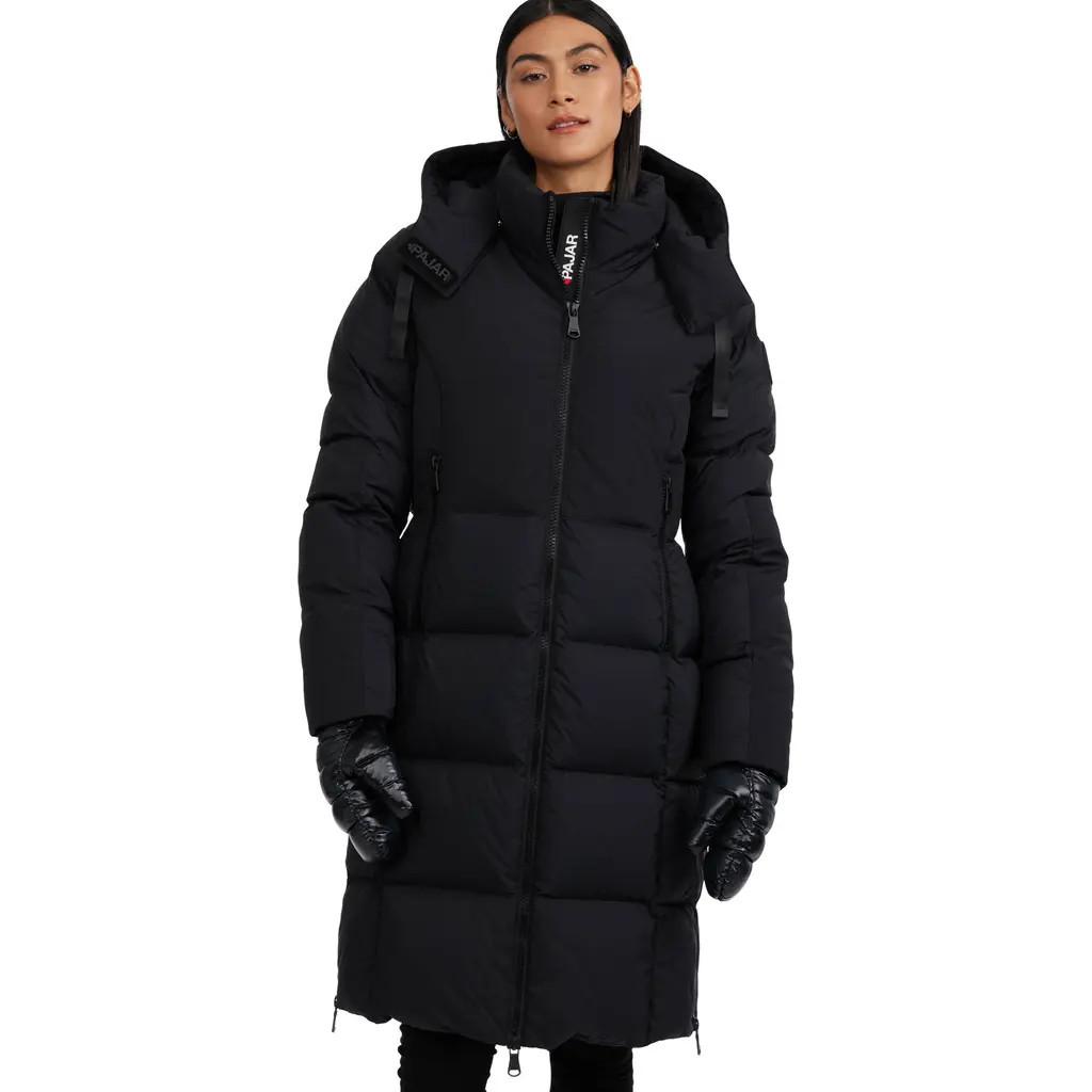 Pajar Zaniah Long Channel Quilted Puffer in Black at Nordstrom, Size Large | Nordstrom