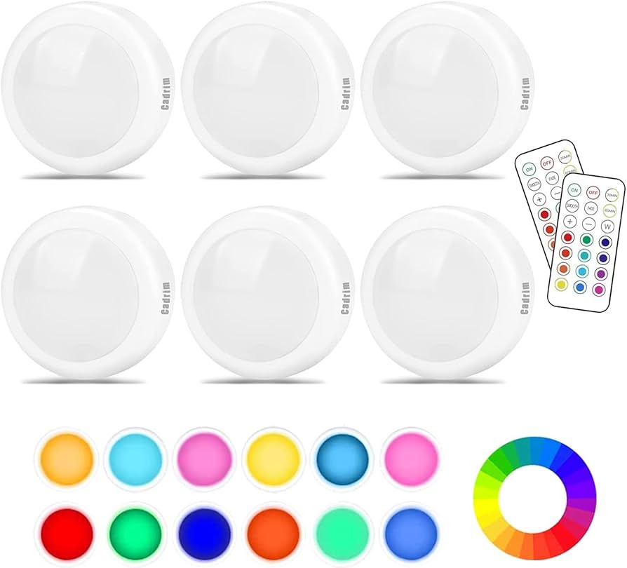 Cadrim Puck Lights, 13 Colors Changeable LED Puck Lightings, LED Lamp for Bedroom, Under Cabinet ... | Amazon (US)