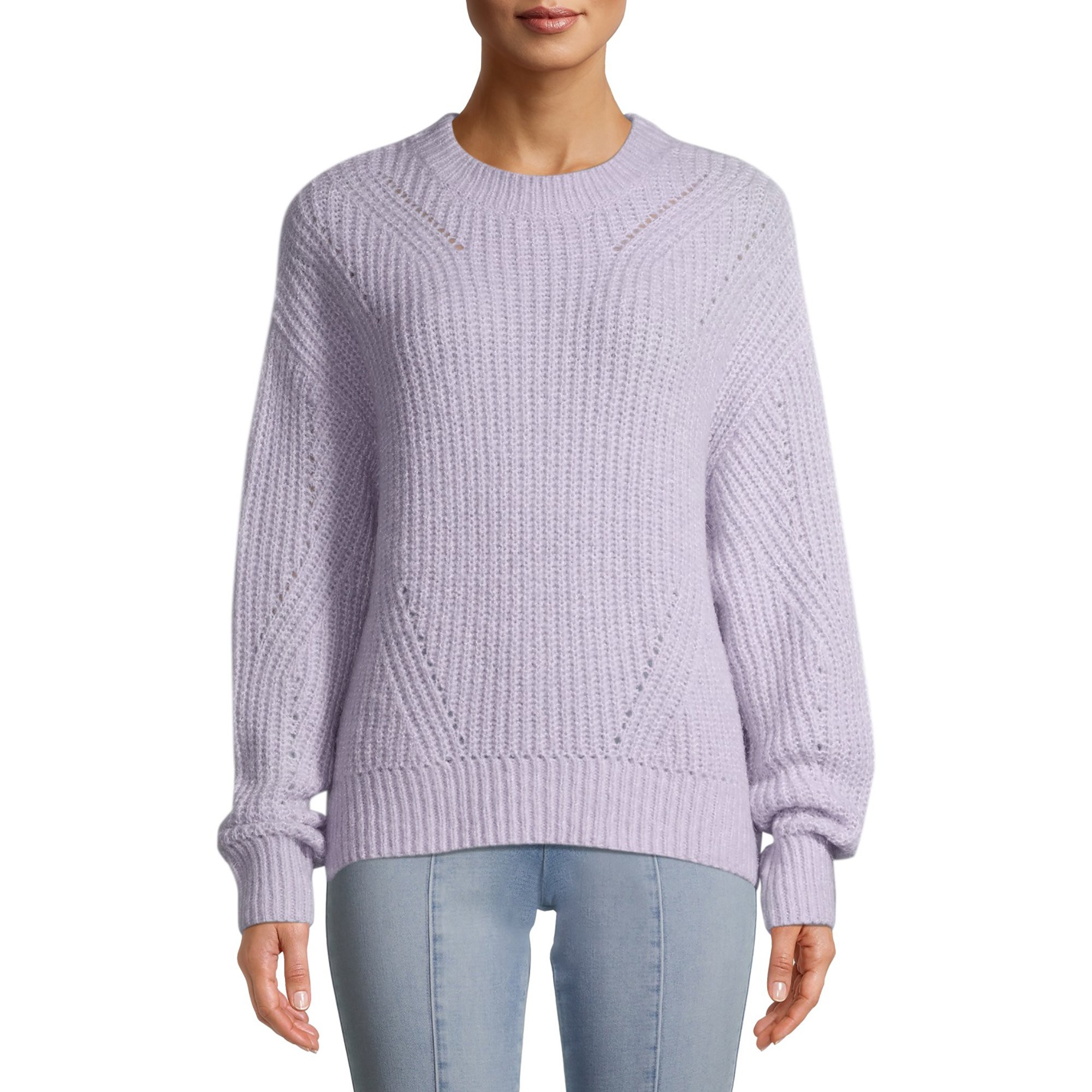 Time and Tru Women's Pointelle Sweater with Lurex | Walmart (US)