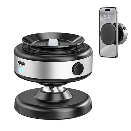 Jkoailiwi Upgraded 360° Adjustable Electric Vacuum Magnetic Suction Cup Phone Mount, Hands-Free Magnetic Cell Phone Holder for Car/Gym/Mirror/Smooth Surface, Compatible with Magsafe iPhone, Silver | Amazon (US)