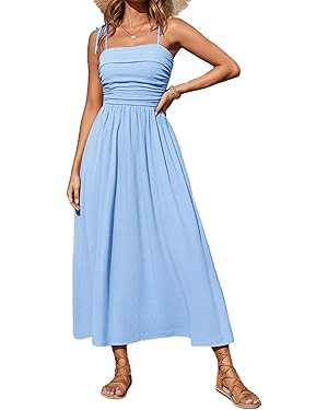 Sunny Spirit Women's Sleeveless Spaghetti Strap Maxi Dress 2026 Casual Boho Summer Dresses Smocke... | Amazon (US)