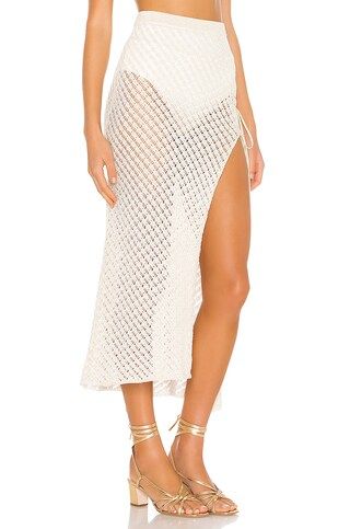 Camila Coelho Offshore Midi Skirt in White & Gold from Revolve.com | Revolve Clothing (Global)
