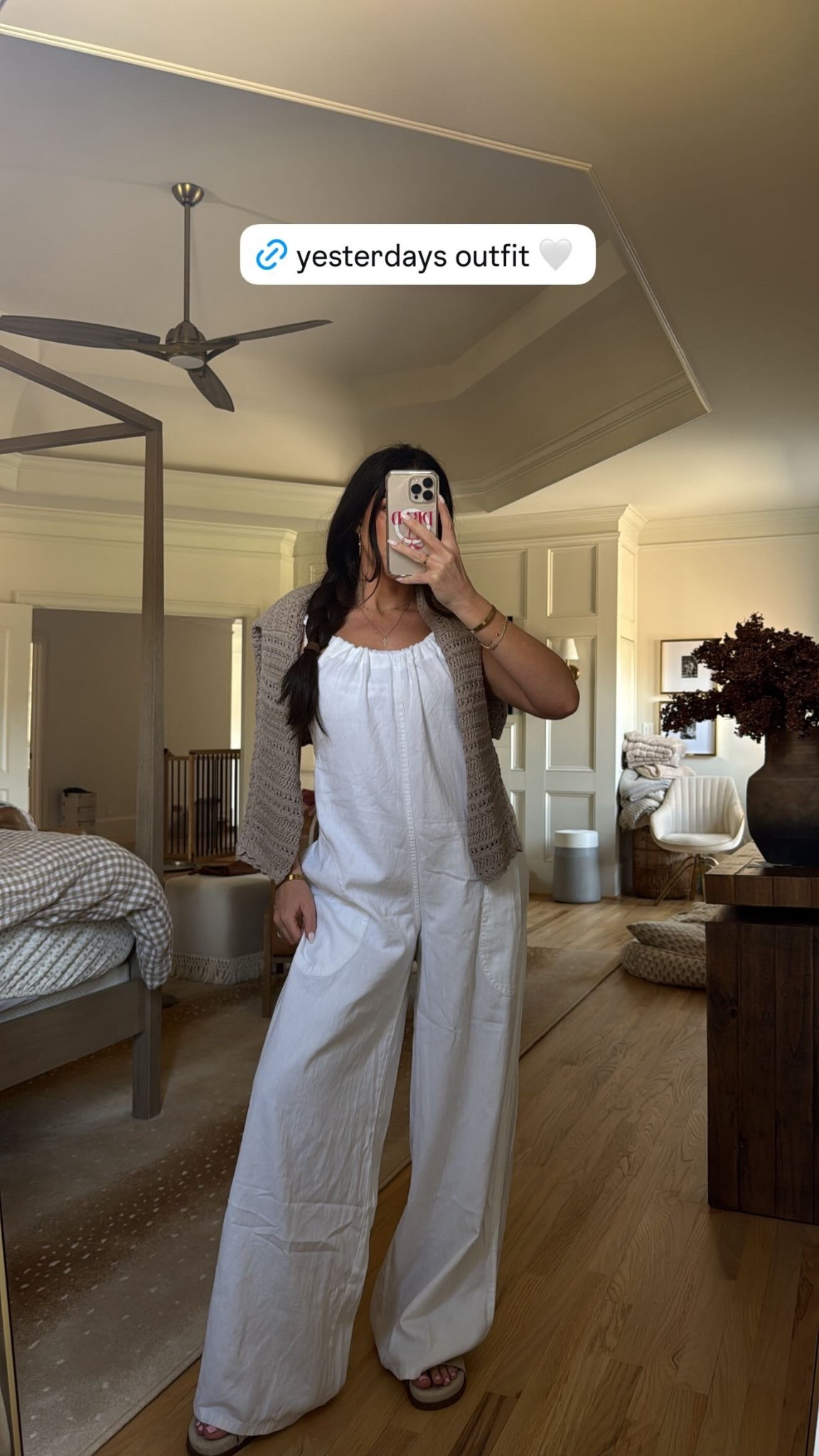 XS jumpsuit (size down it’s also very long so great for tall girls)
M sweater 
Sandals tts (more options linked) 