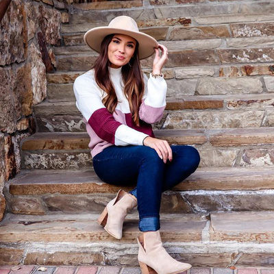 More To Love Mauve Pink Colorblock Sweater | The Mint Julep Boutique