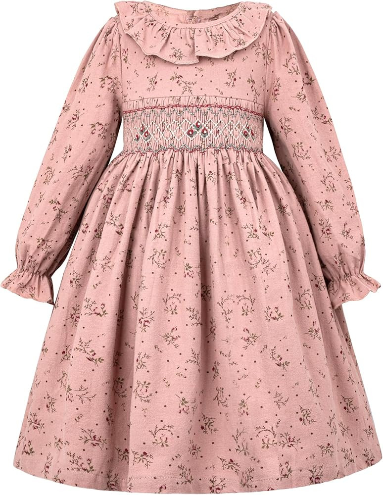 Girls Smocked Blue Dress Toddler Floral Summer Dress Vintage Dresses Kindergarten Graduation Dres... | Amazon (US)