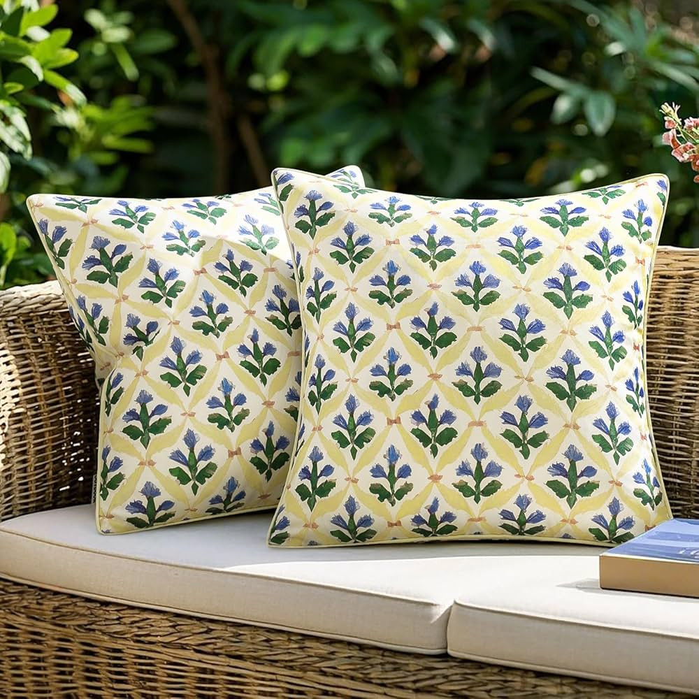 MIULEE Outdoor Waterproof Throw Pillow Covers Block Print Pillowcases Boho Floral Accent Decorati... | Amazon (US)