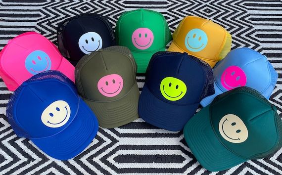 Smiley Face Trucker Hat Happy Hues Collecti Smiley Face | Etsy | Etsy (US)
